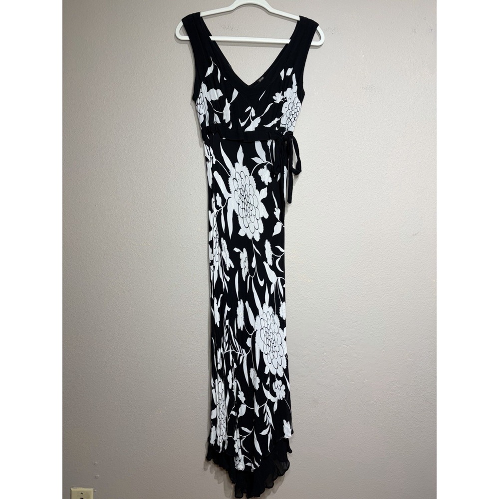 Lola P Y2K Whimsigoth Black Floral Asymmetrical Dress Large Sequin Romantic